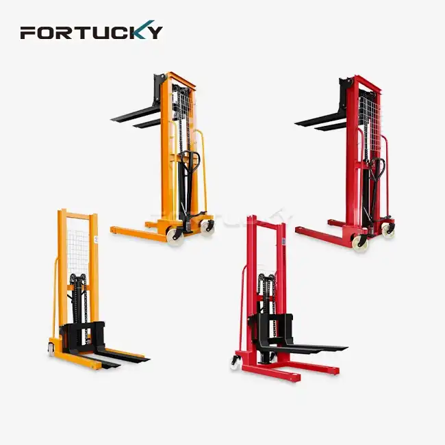 What is the maximum lifting height of a portable manual stacker?
